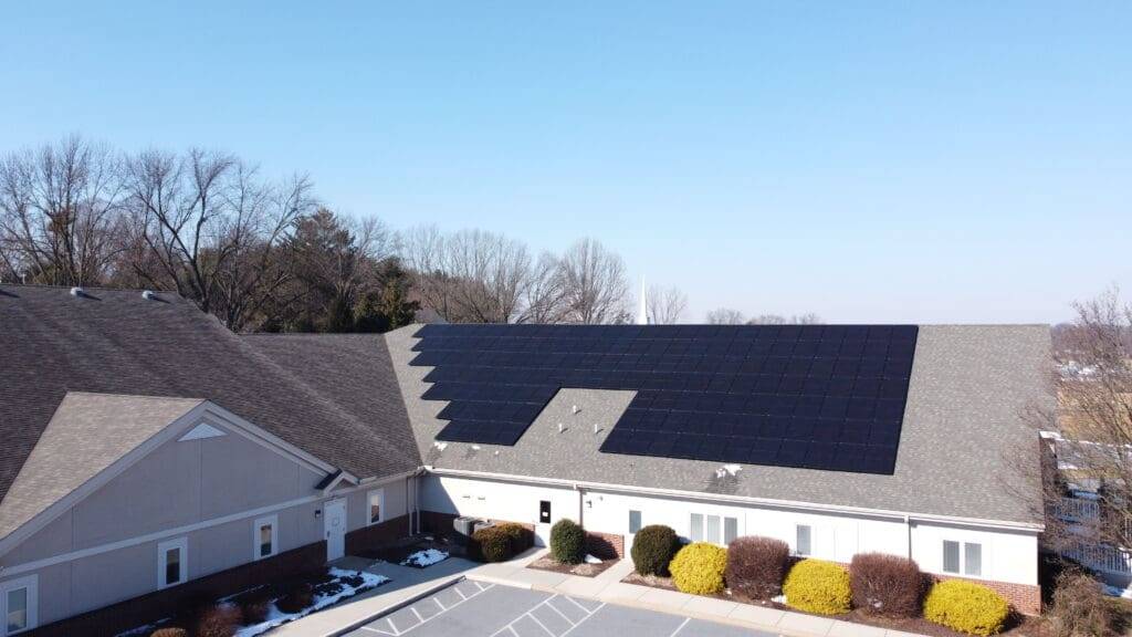 solar panel on rood of commercial building
